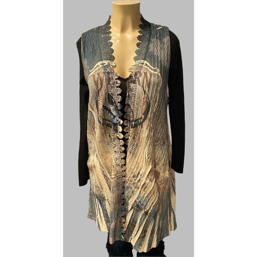 Origami Sweater Western Vest with Pockets S/M